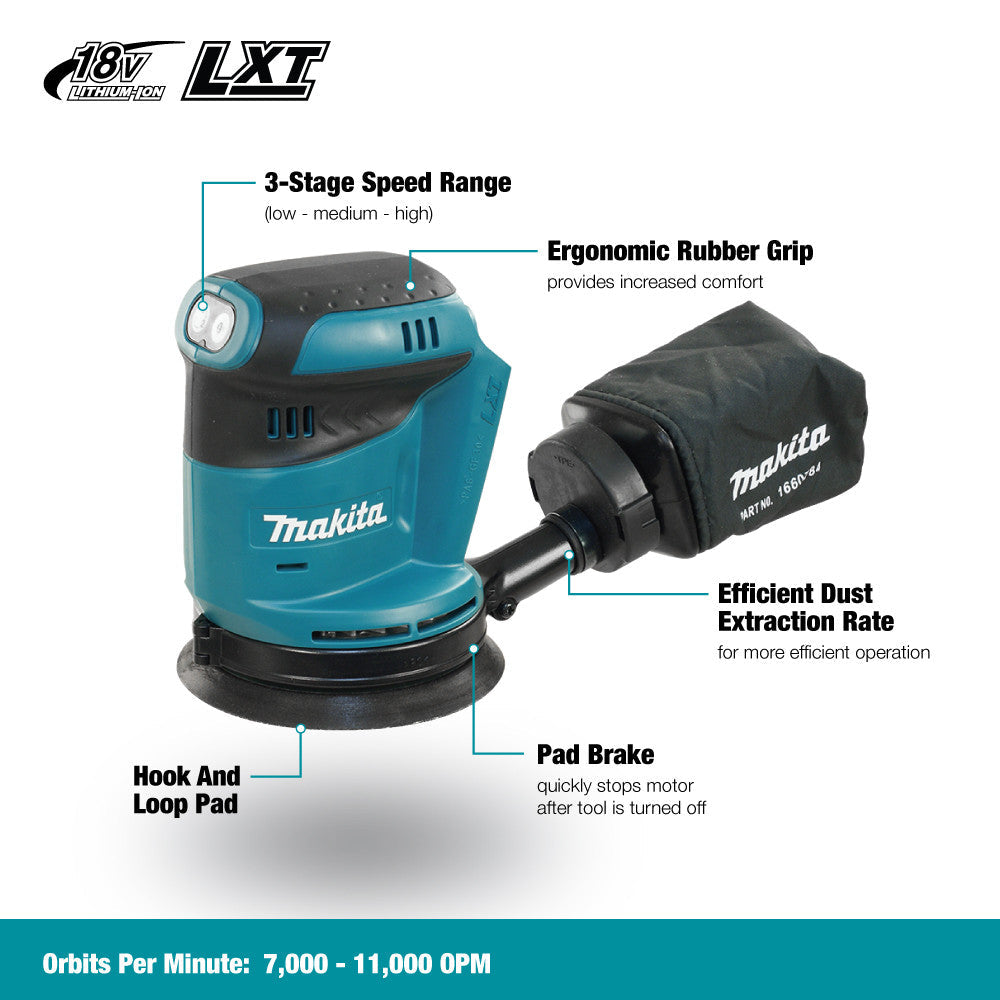 Makita DBO180Z Cordless 5 inch Random Orbit Sander (Tool Only)