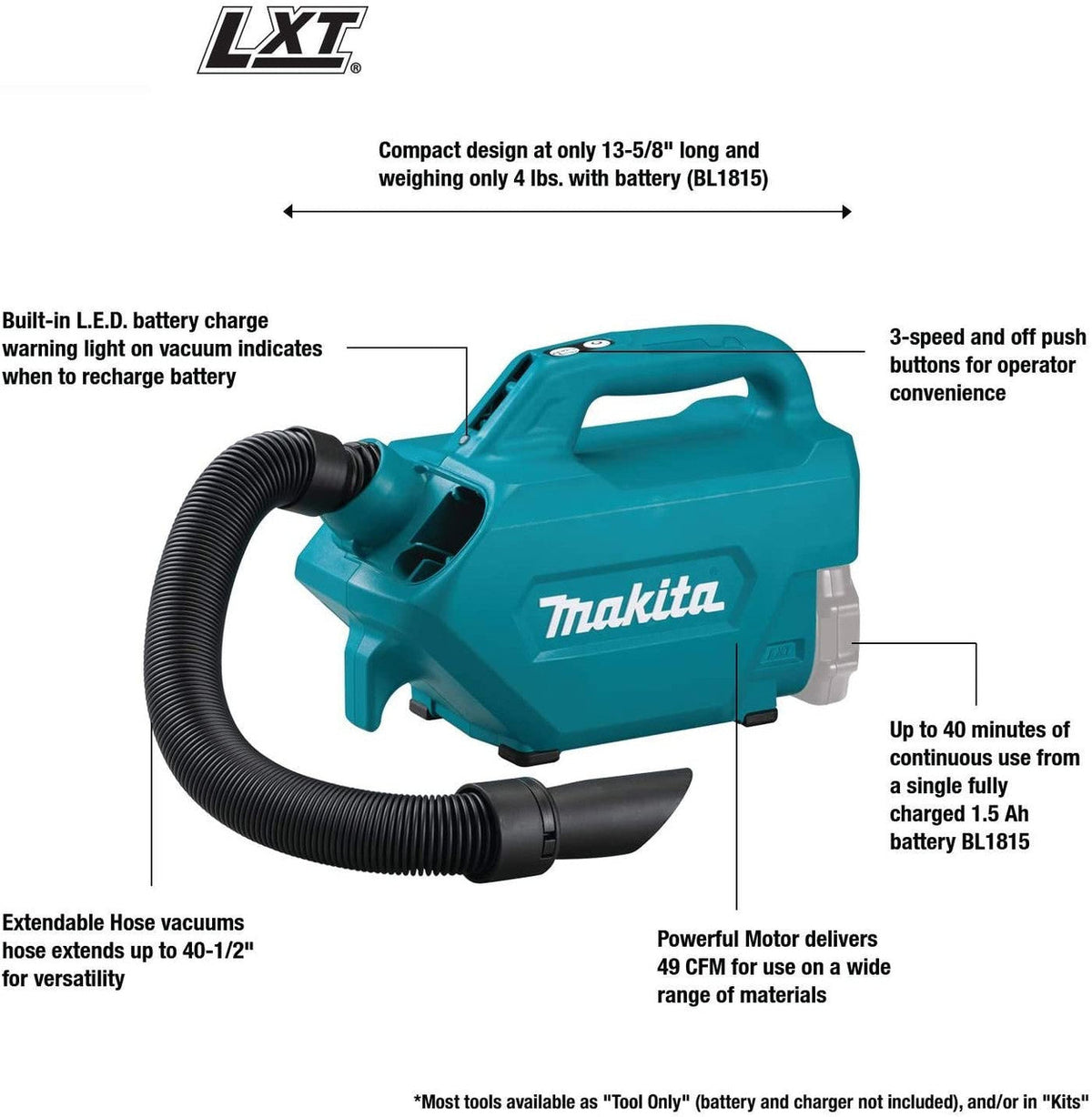 Makita DCL184Z 18V LXT Cordless Vacuum Cleaner (Tool Only)