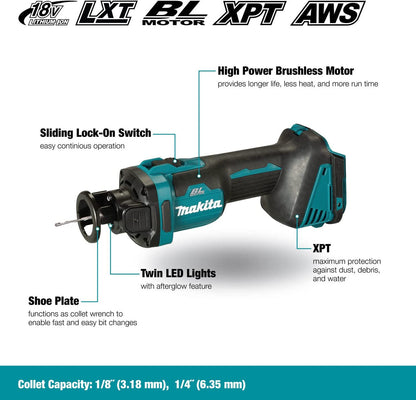 Makita DCO181Z 18V Drywall Cut-Out Tool cutting drywall (battery sold separately)