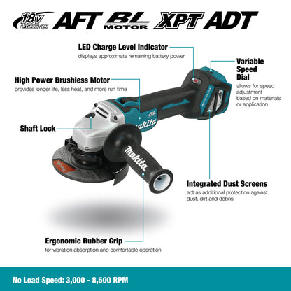Makita DGA511Z 18V Cordless 5 Inch Angle Grinder with Brushless Motor (Tool Only)