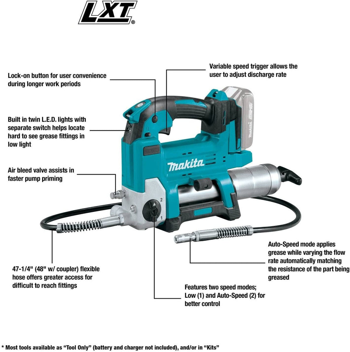 Makita DGP180Z 18V LXT Cordless Grease Gun (Tool Only)