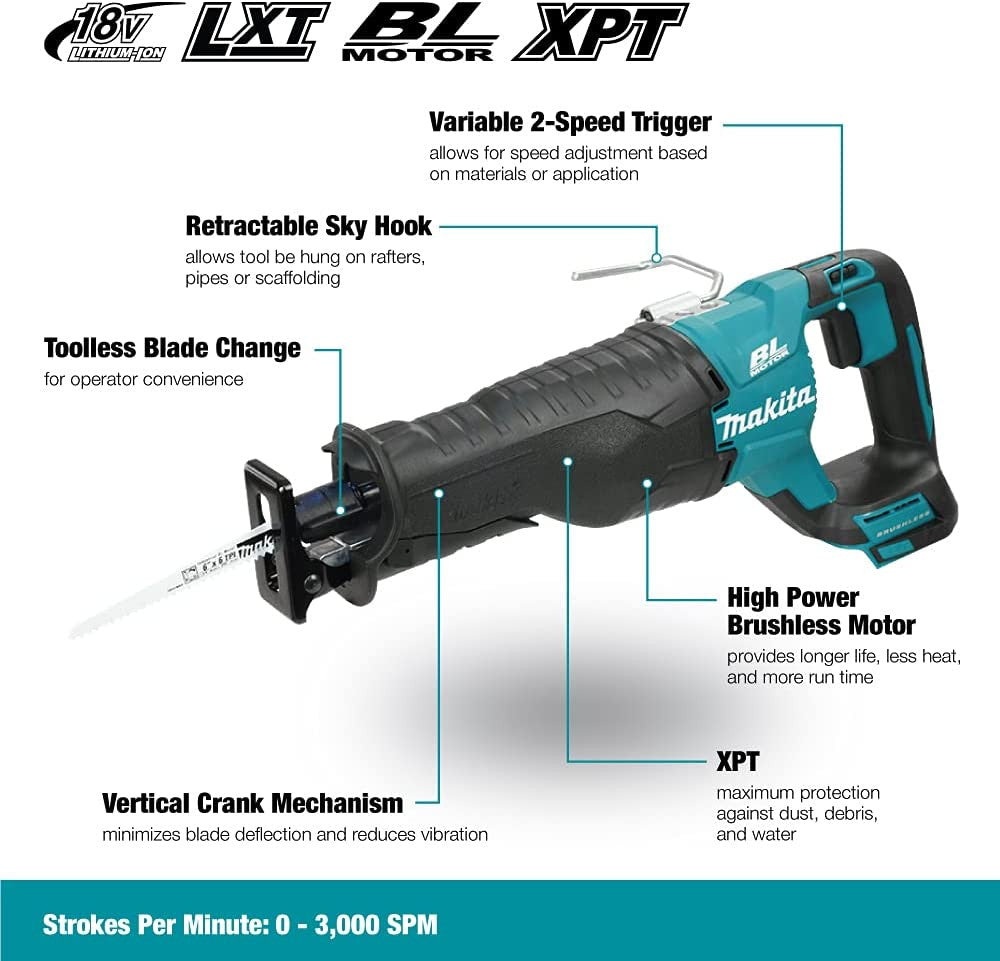 Makita DJR187Z 18V LXT Cordless Reciprocating Saw with Brushless Motor (Tool Only)