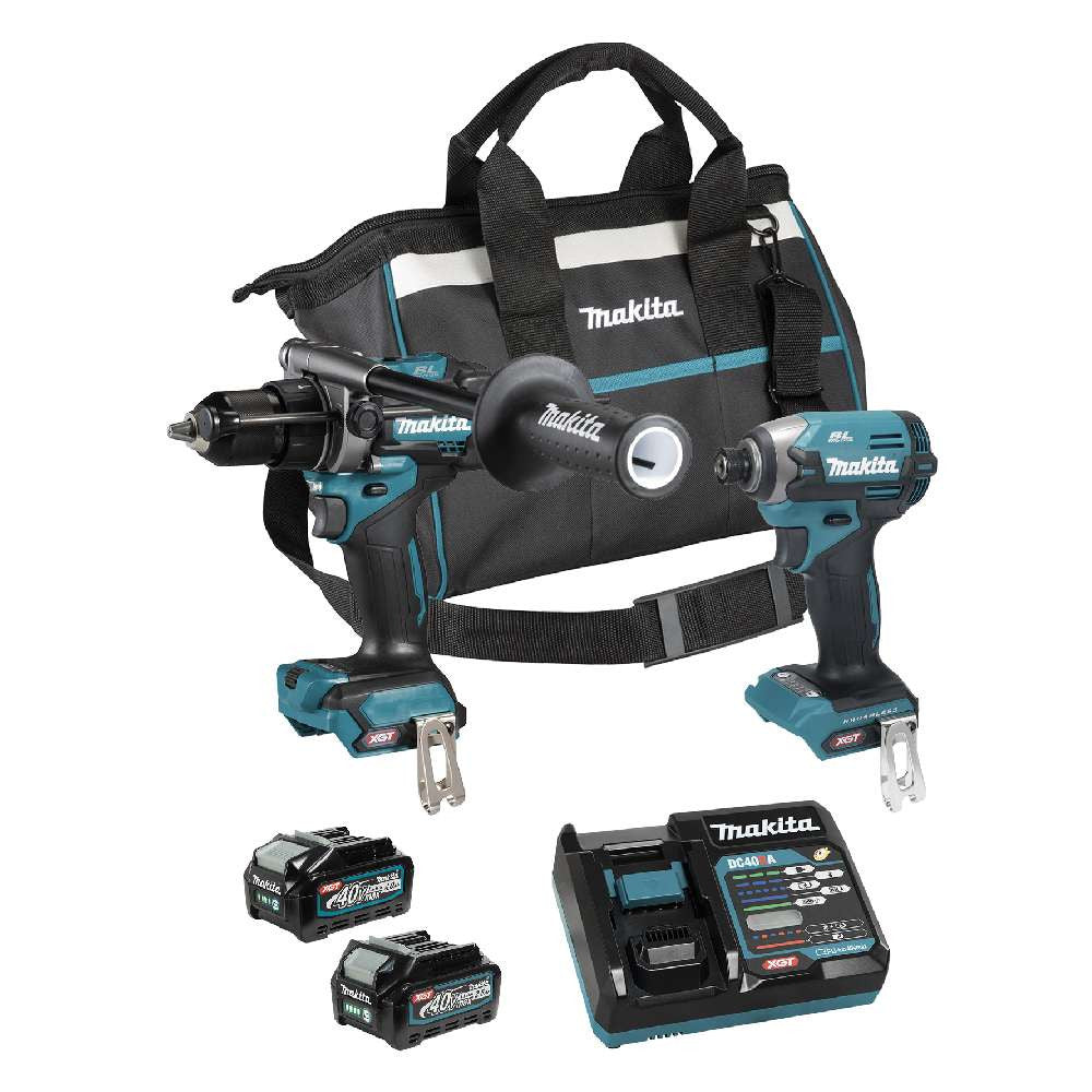 Makita DK0176G207 40V MAX XGT 2-Tool Cordless Brushless 1/2 Inch Hammer Drill & 1/4 Inch Impact Driver Combo Kit