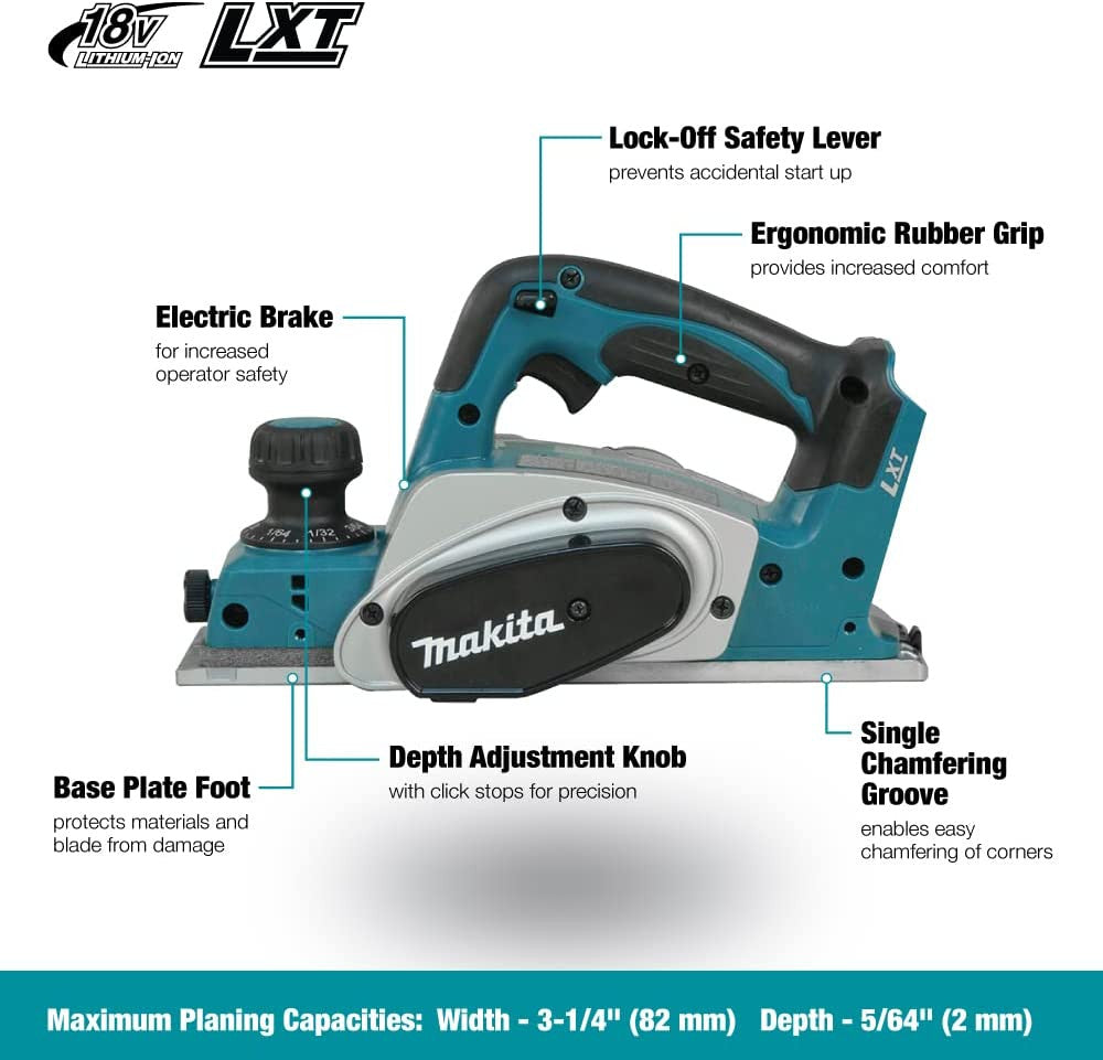 Makita DKP180Z 18V LXT Cordless 3-1/4 inch Planer (Tool Only)