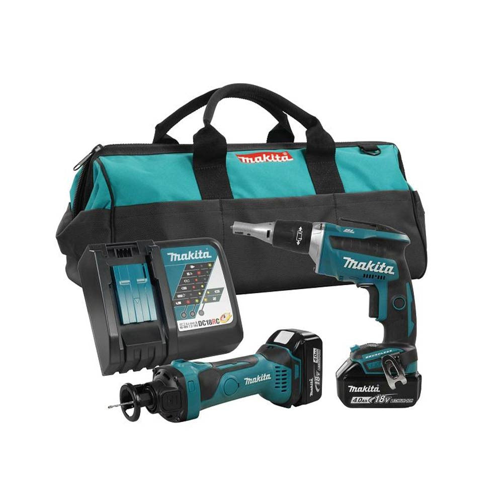 Makita DLX2089M 18V LXT 4Ah Cordless 2-Tool Drywall Combo Kit