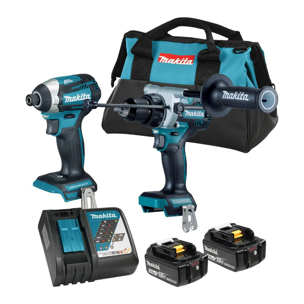 Makita DLX2412TX1 18V LXT 2-Tool Cordless 1/2 inch Hammer Drill  and 1/4 inch Impact Driver Combo Kit