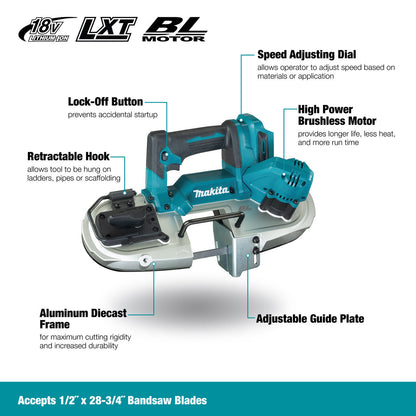 Makita DPB183Z 18V LXT 2-5/8 Inch Portable Band Saw (Tool Only)