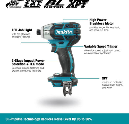 Makita DTS141Z 18V LXT Cordless 1/4 inch Oil-Impulse Impact Driver with Brushless Motor (Tool Only)