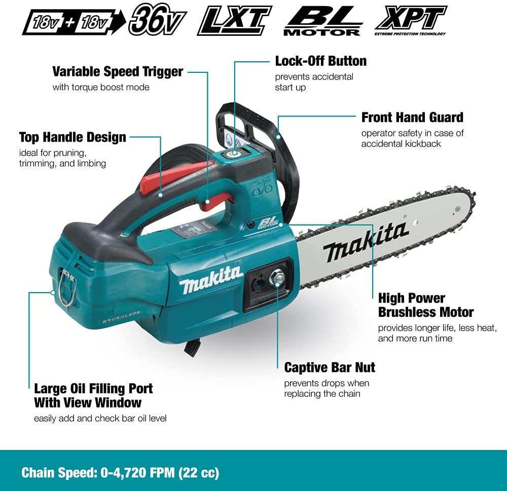 Makita DUC254Z 18V LXT 10 inch Brushless Top Handle Chainsaw (Tool Only)
