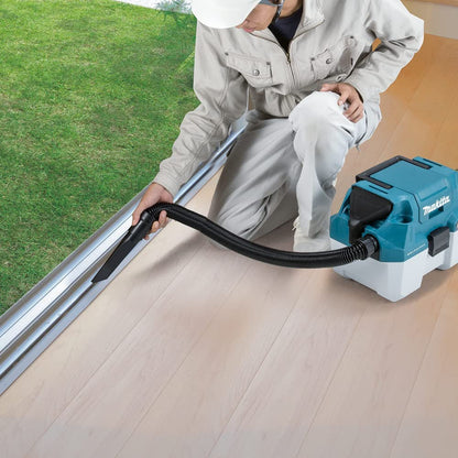 Makita DVC750LZ 18V 7.5L Portable Wet/Dry Vacuum Cleaner vacuuming (battery sold separately)