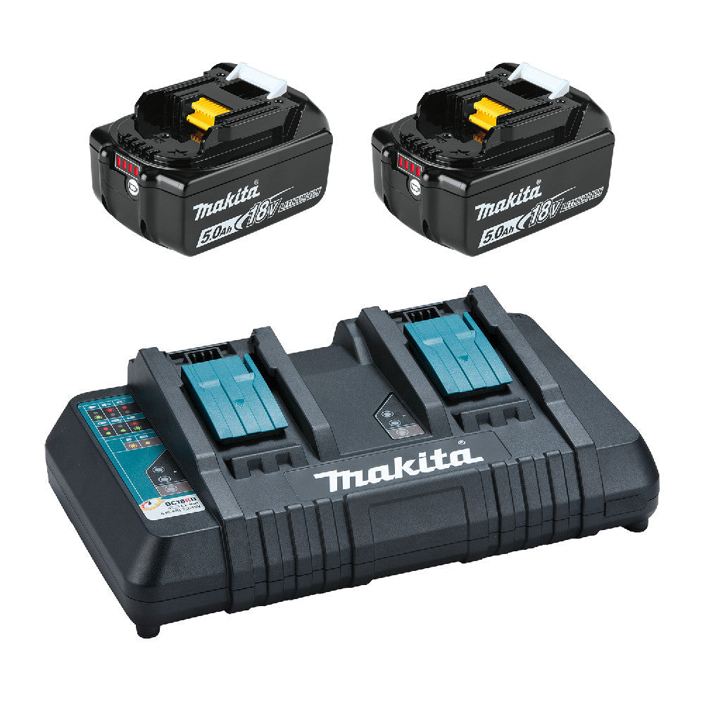 Makita Y-00359 18V 5.0 Ah Batteries and Dual Port Charger Starter Kit