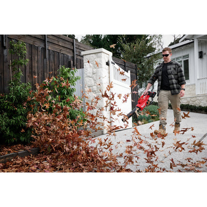 Milwaukee 2824-20 M18 FUEL Cordless Brushless Dual Battery Blower clearing leaves (Tool Only)