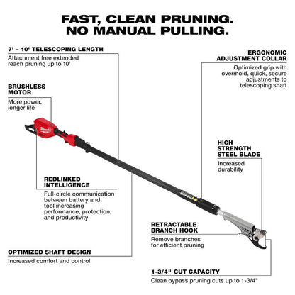 Milwaukee 3008-20 M18 FUEL Cordless Brushless Telescoping  Pole Pruning Shears (Tool Only)