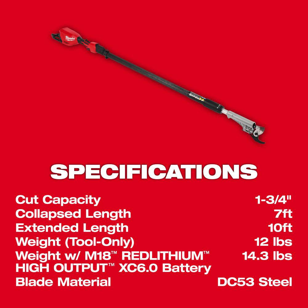 Milwaukee 3008-20 M18 FUEL Cordless Brushless Telescoping  Pole Pruning Shears (Tool Only)