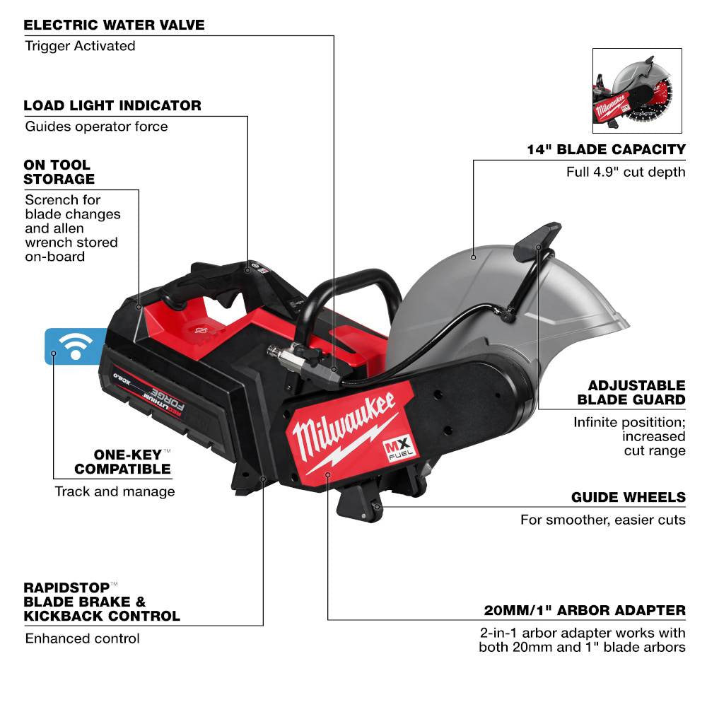Milwaukee MXF315-2XC MX FUEL Cordless Brushless 14 Inch Cut-Off Saw with Rapid Stop Kit
