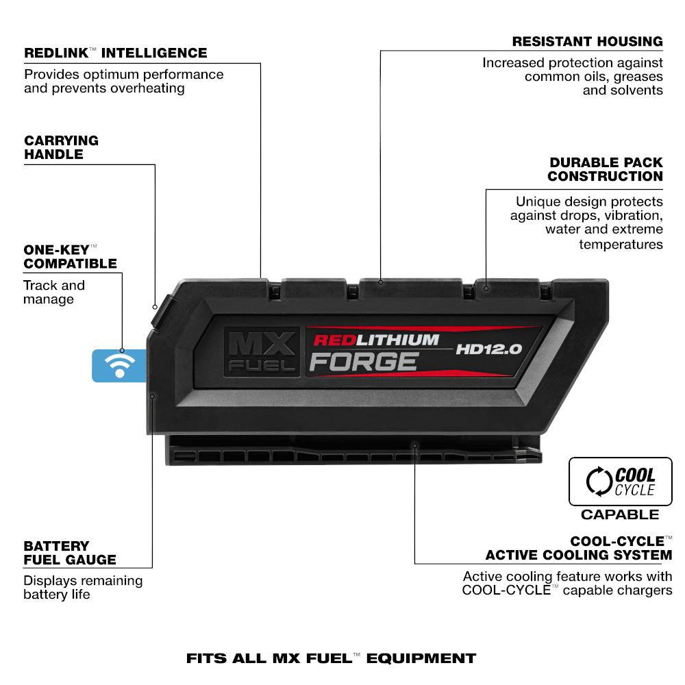 Milwaukee MXFHD812 MX FUEL REDLITHIUM FORGE HD 12.0 Ah Battery Pack