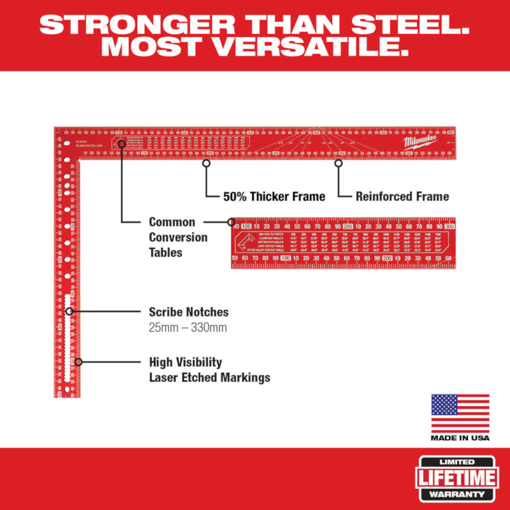 Milwaukee MLSQ124 400mm x 600mm Metric Aluminum Framing Square