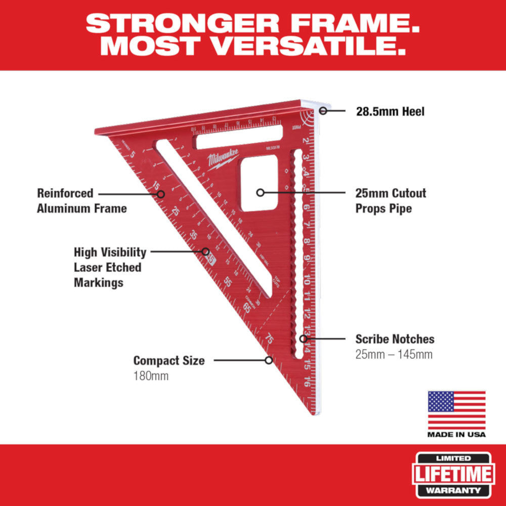 Milwaukee MLSQ170 180mm Metric Rafter Square