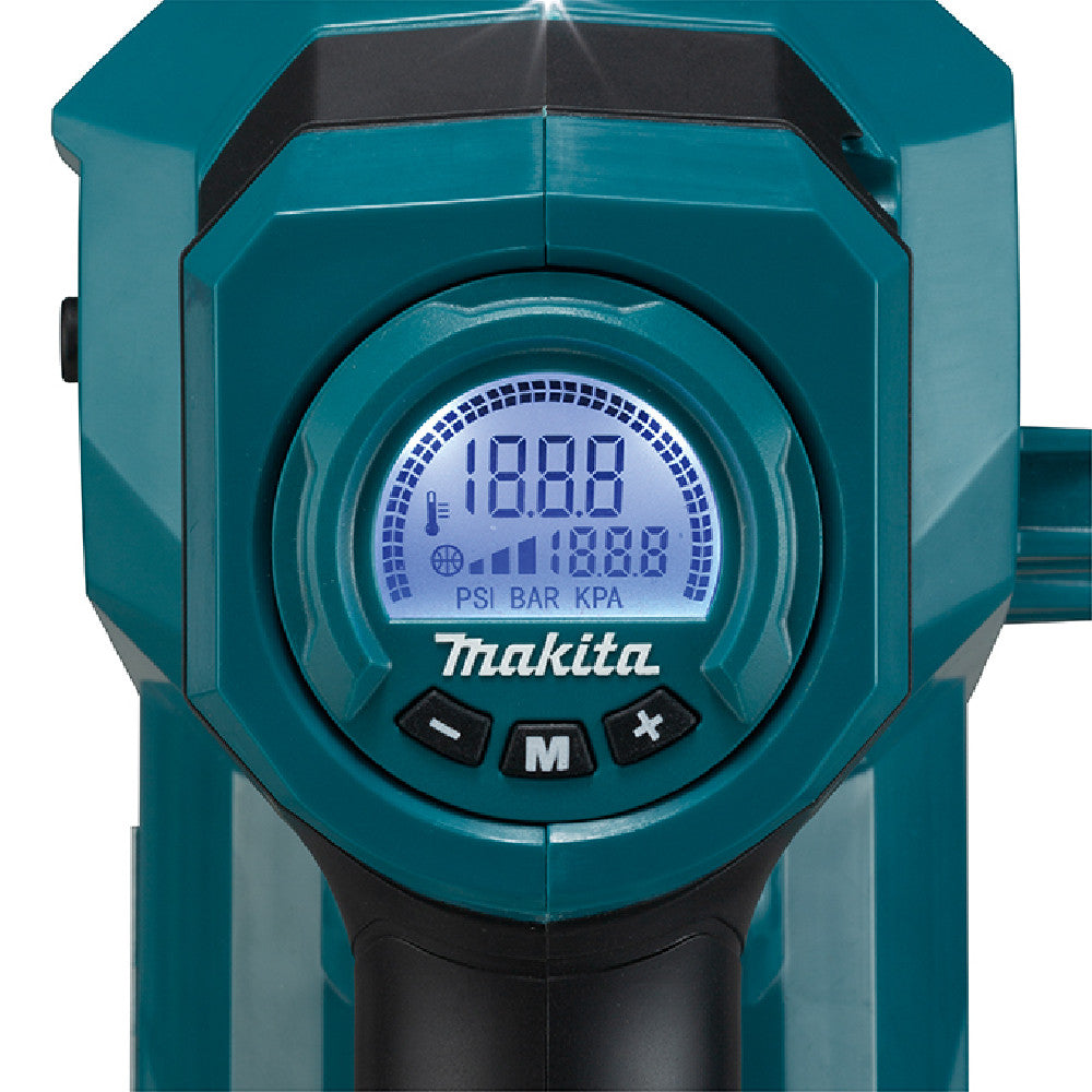 Makita MP001GZ 40V MAX XGT Cordless Inflator (Tool Only) showing zoomed in at the digital display