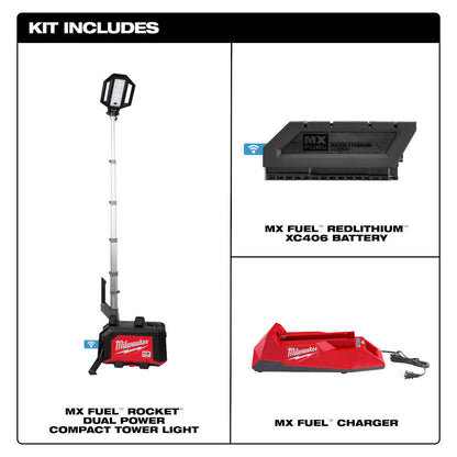 Milwaukee MXF041-1XC MX FUEL ROCKET Cordless Dual Power Compact Tower Light Kit