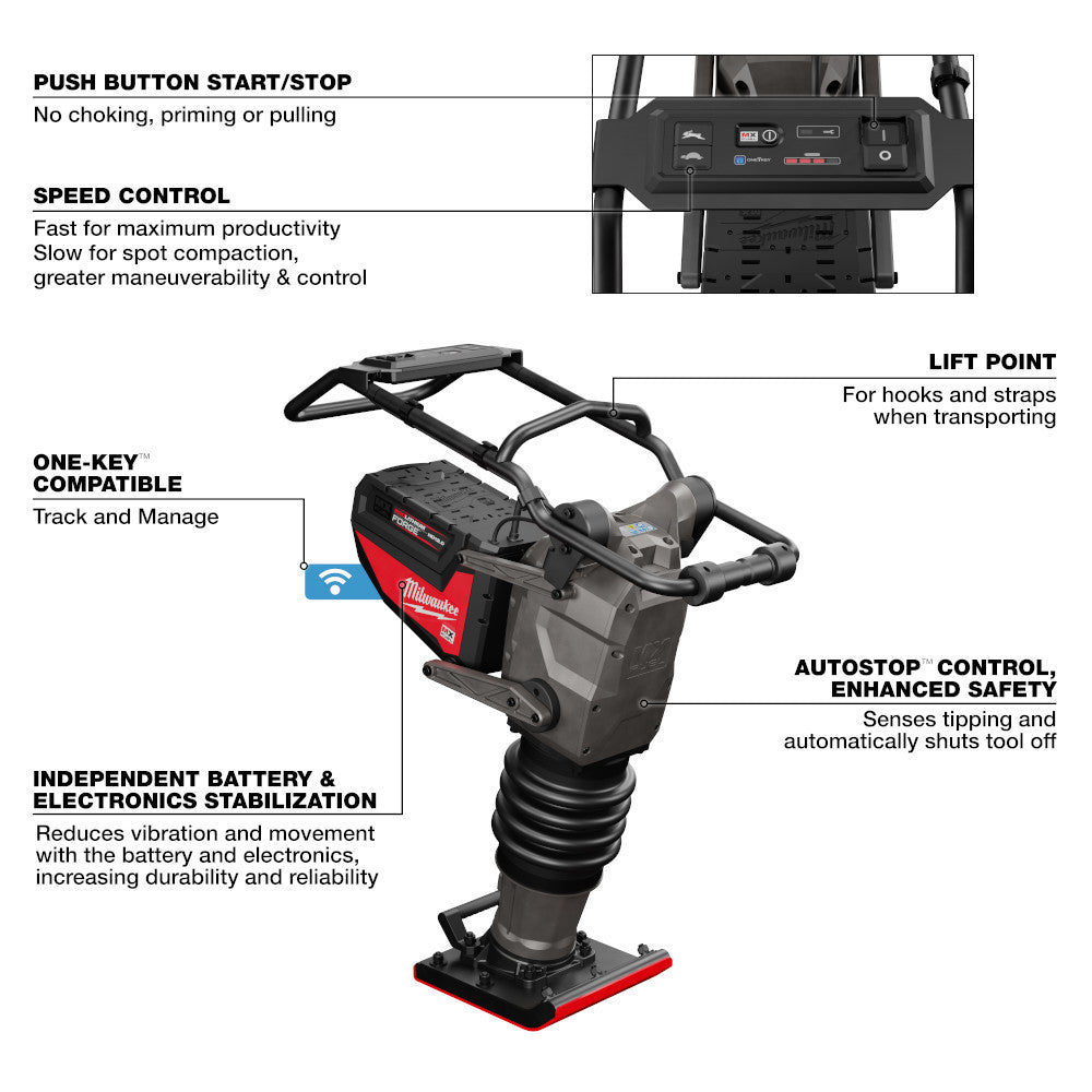 Milwaukee MXF270-2HD MX FUEL Cordless Brushless 70Kg Class Rammer Kit