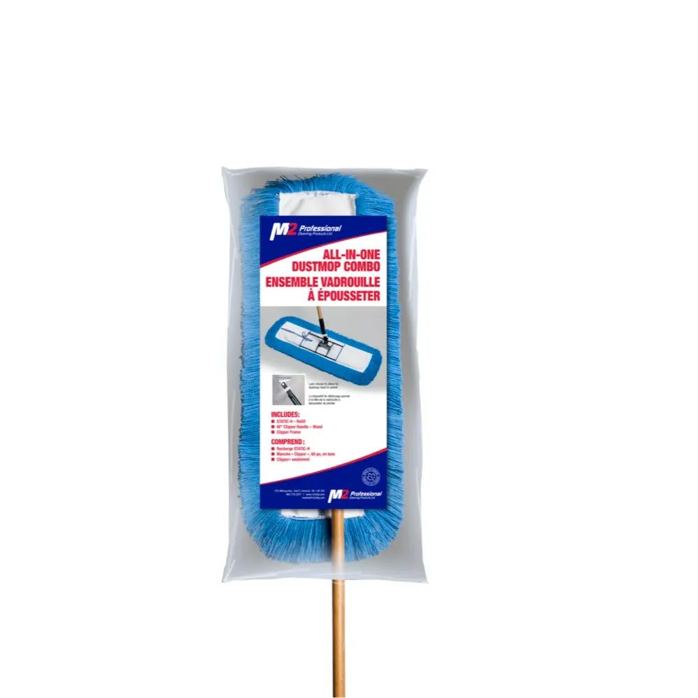 M2 24in All-In-One Dust Mop Combo with 5' Wood Handle
