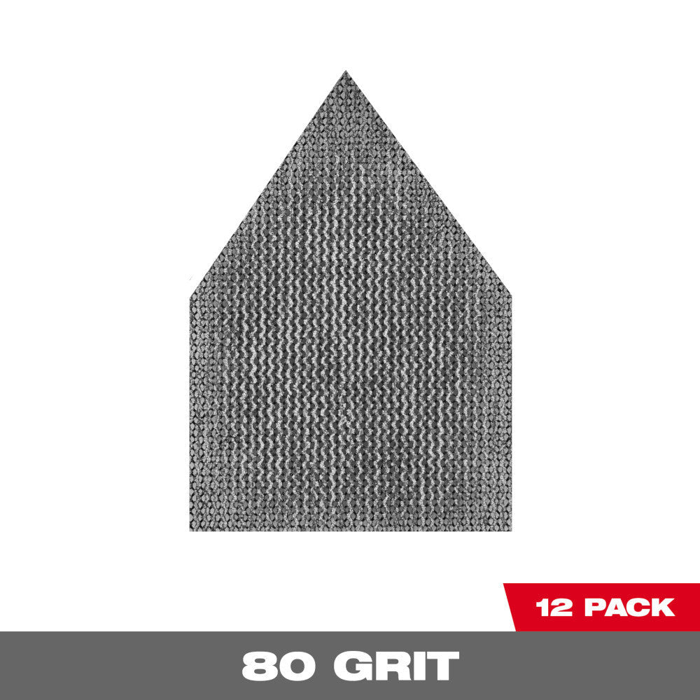 Milwaukee 48-80-5080 80 Grit Mesh Sanding Sheets for M12 FUEL Orbital Detail Sander - 12pk