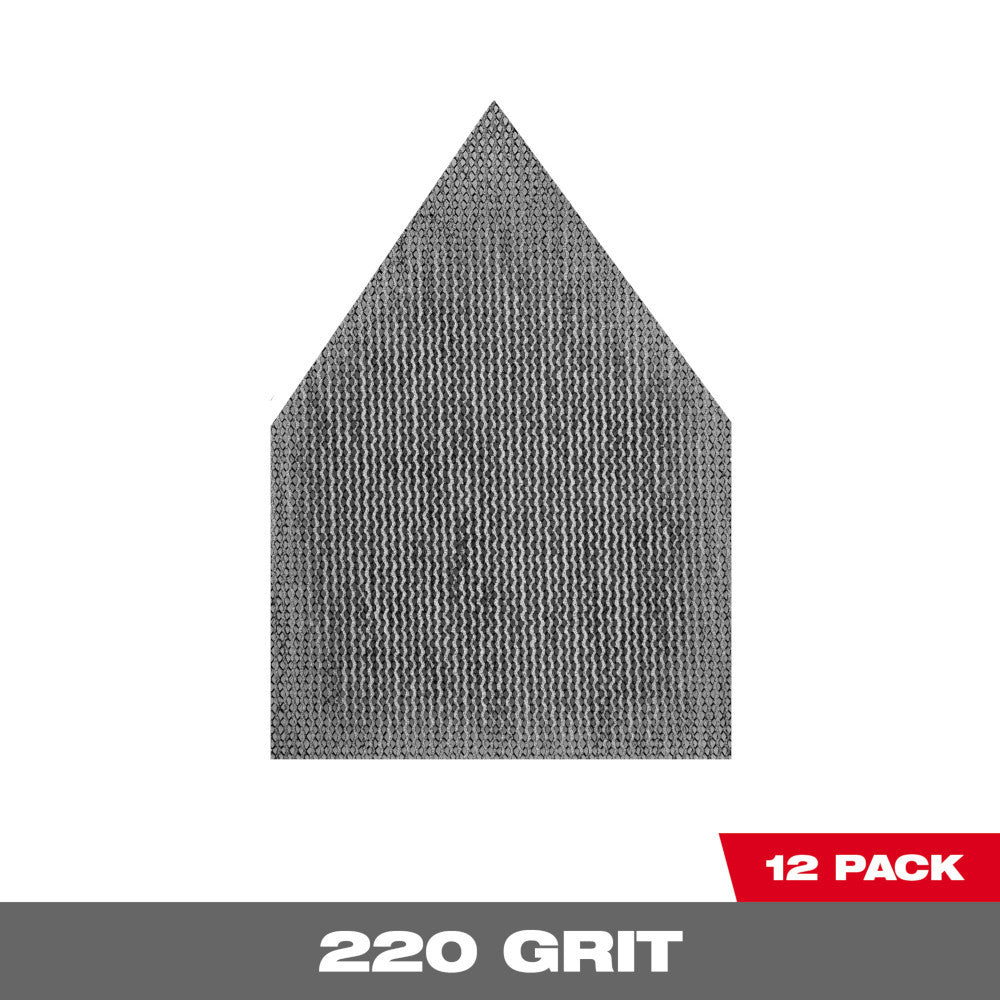 Milwaukee 48-80-5220 220 Grit Mesh Sanding Sheets for M12 FUEL Orbital Detail Sander - 12pk