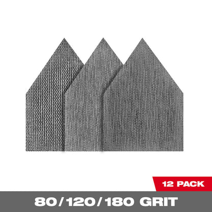 Milwaukee 48-80-5405 12pc Assorted Grit Mesh Sanding Sheets for M12 FUEL Orbital Detail Sander Set