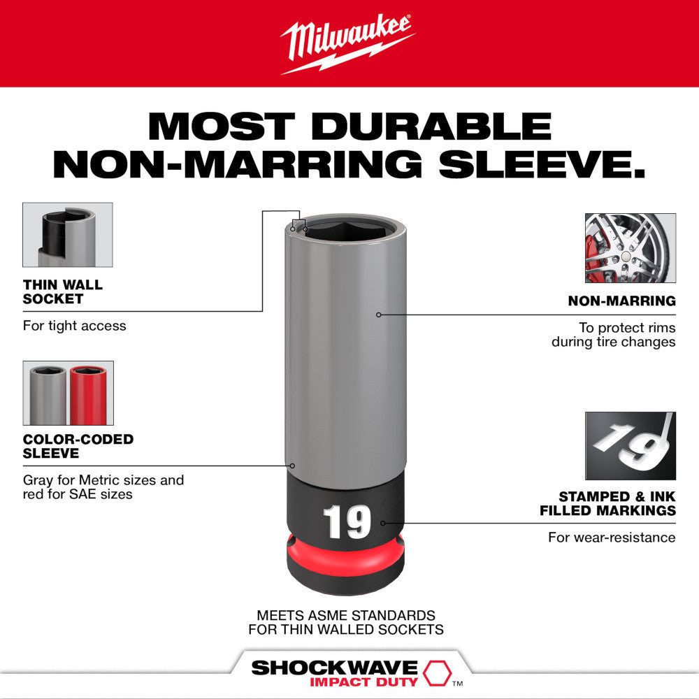 Milwaukee 49-66-7831 SHOCKWAVE Impact Duty 5pc 1/2 Inch Drive SAE & Metric Lug Nut Wheel Socket Set