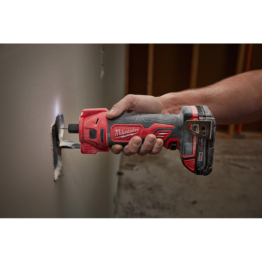 Milwaukee 2627-20 M18 Drywall Cut Out Tool cutting drywall (battery sold separately)