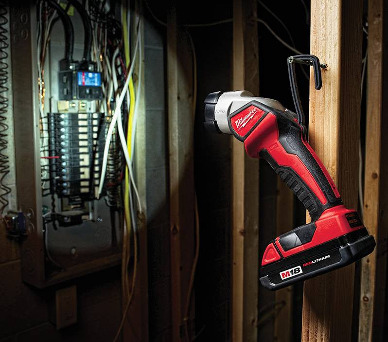 Milwaukee 2735-20 M18 Work Light illuminating work areas (battery sold separately)