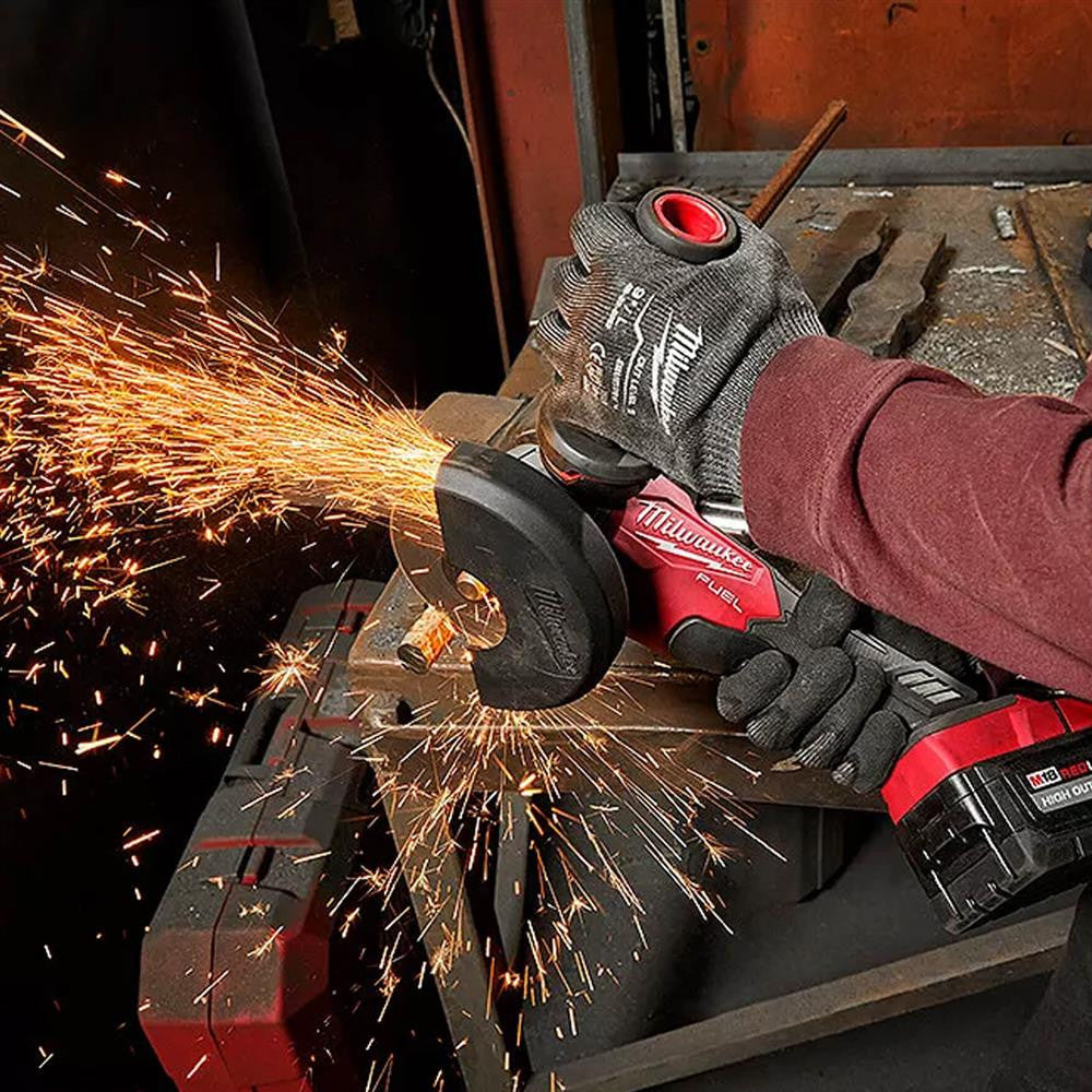 Milwaukee 2880-20 M18 FUEL 4-1/2 inch / 5 inch Angle Grinder with Paddle Switch cutting metal (battery sold separately)