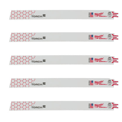 Milwaukee 48-00-5789 SAWZALL THE TORCH 12 inch 18 TPI Metal Demolition Blades - 5pk