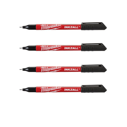 Milwaukee 48-022-3164 INKZALL Black Ultra Fine Point Pens - 4pk