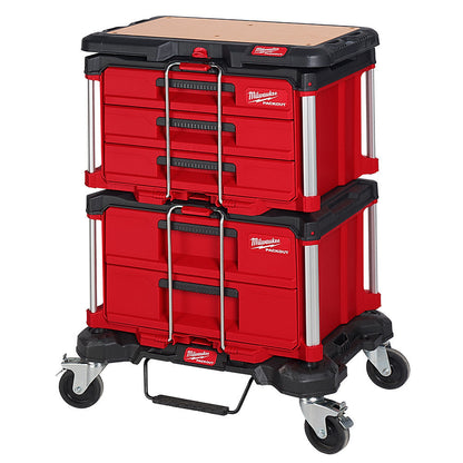 Milwaukee 48-22-8410 PACKOUT Dolly with  2-Drawer Tool Box, 3-Drawer Tool Box, Customizable Work Top (not included)