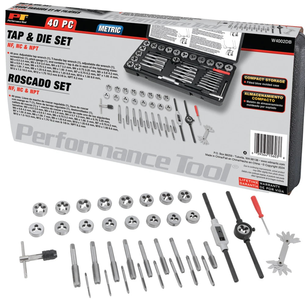 Performance Tool 40pc Metric Tap & Die Set