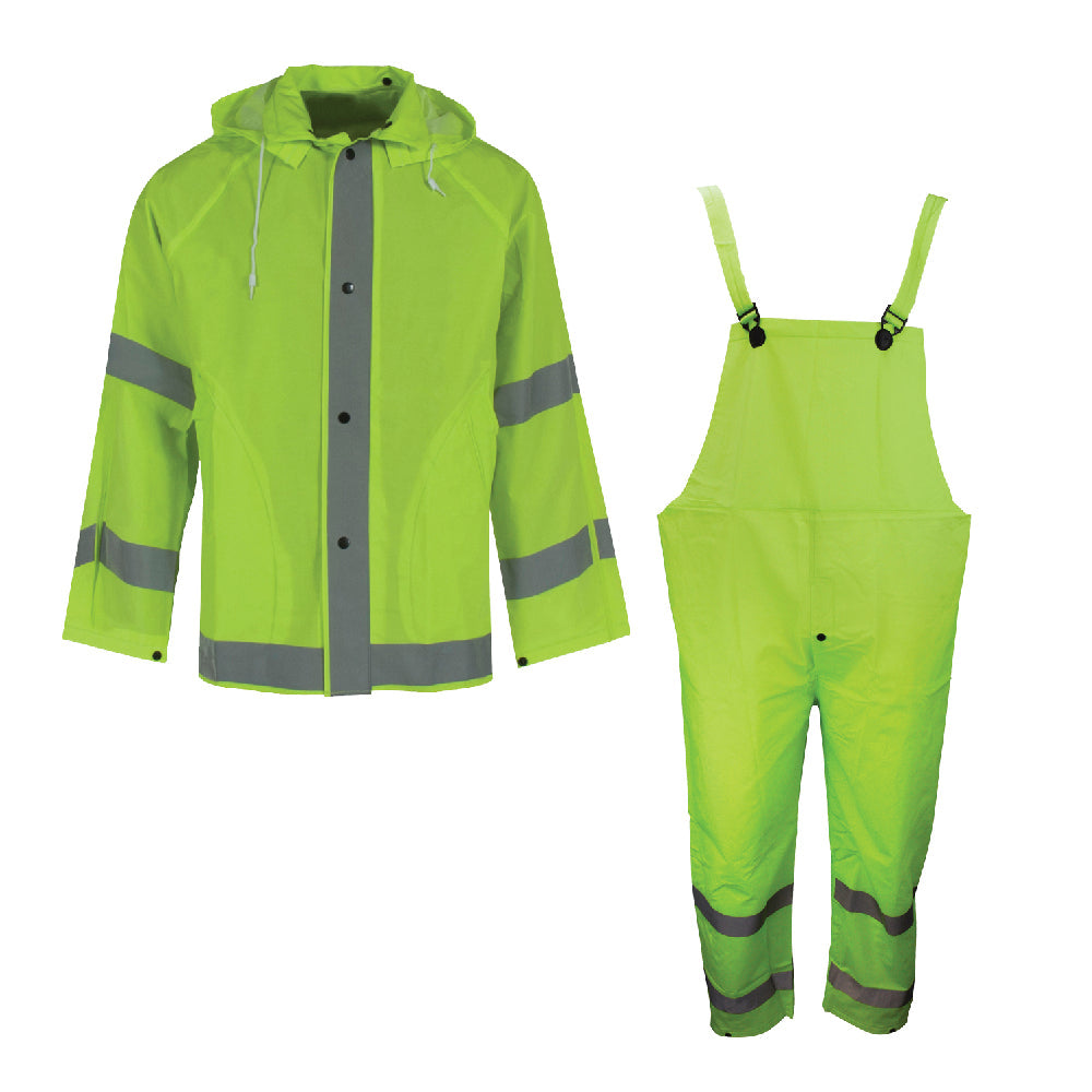 DeWalt 3pc Hi-Viz Lime Waterproof Rain Suit - Medium