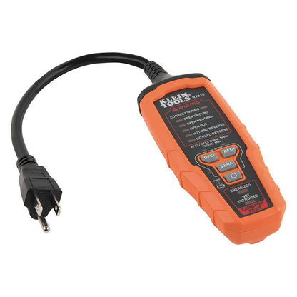 Klein Tools RT310 AFCI/GFCI Outlet Tester showing from a different angle