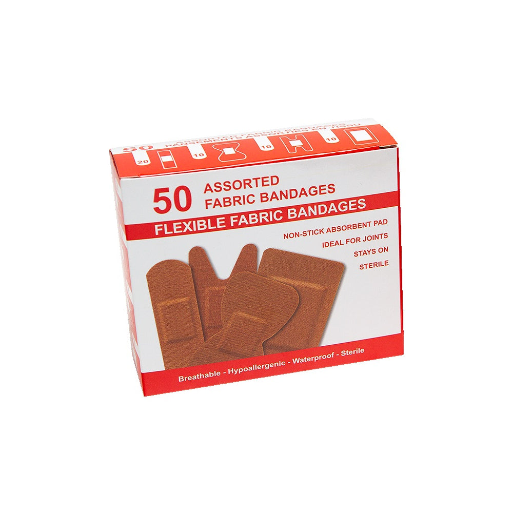Dynamic 50pc Assorted Flexible Fabric Bandages Set