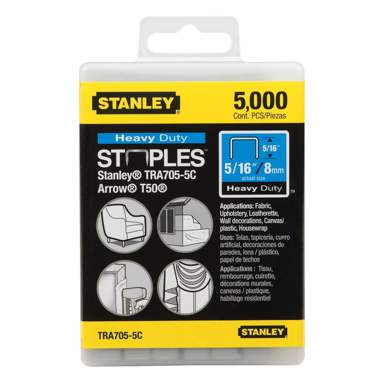 Stanley TRA705-5C, 5/16 Inch Heavy-Duty Staples - 5000 pcs
