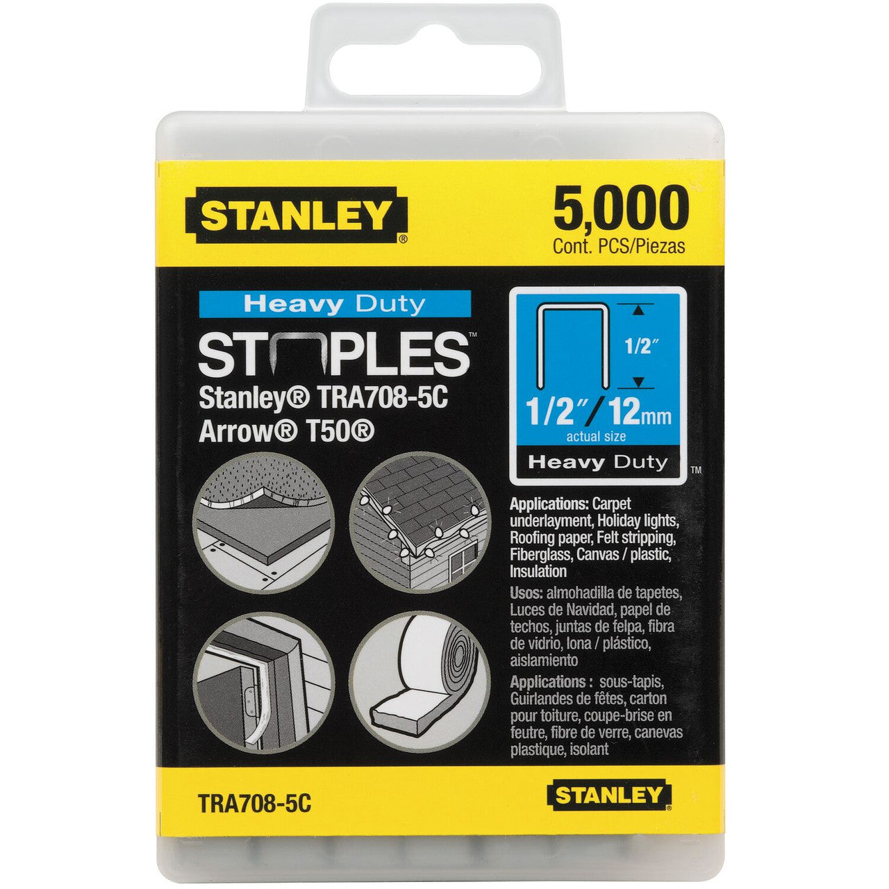 Stanley TRA708-5C 1/2 Inch Heavy-Duty Staples - 5000 pcs