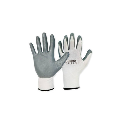 Summit ST70015 6 Pairs of Grey/White Nitrile Coated Gloves - LG/XL