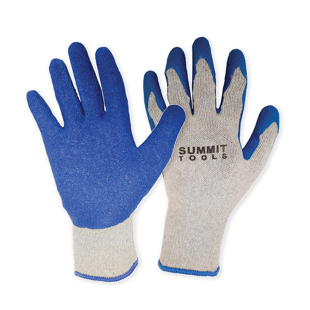 Summit ST70030 6 Pairs of Blue/Grey Latex Coated Gloves - LG/XL