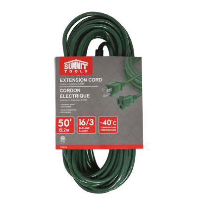 Summit ST80136 50 foot 16/3 Gauge All-Weather Green Extension Cord