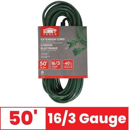 Summit ST80136 50 foot 16/3 Gauge All-Weather Green Extension Cord