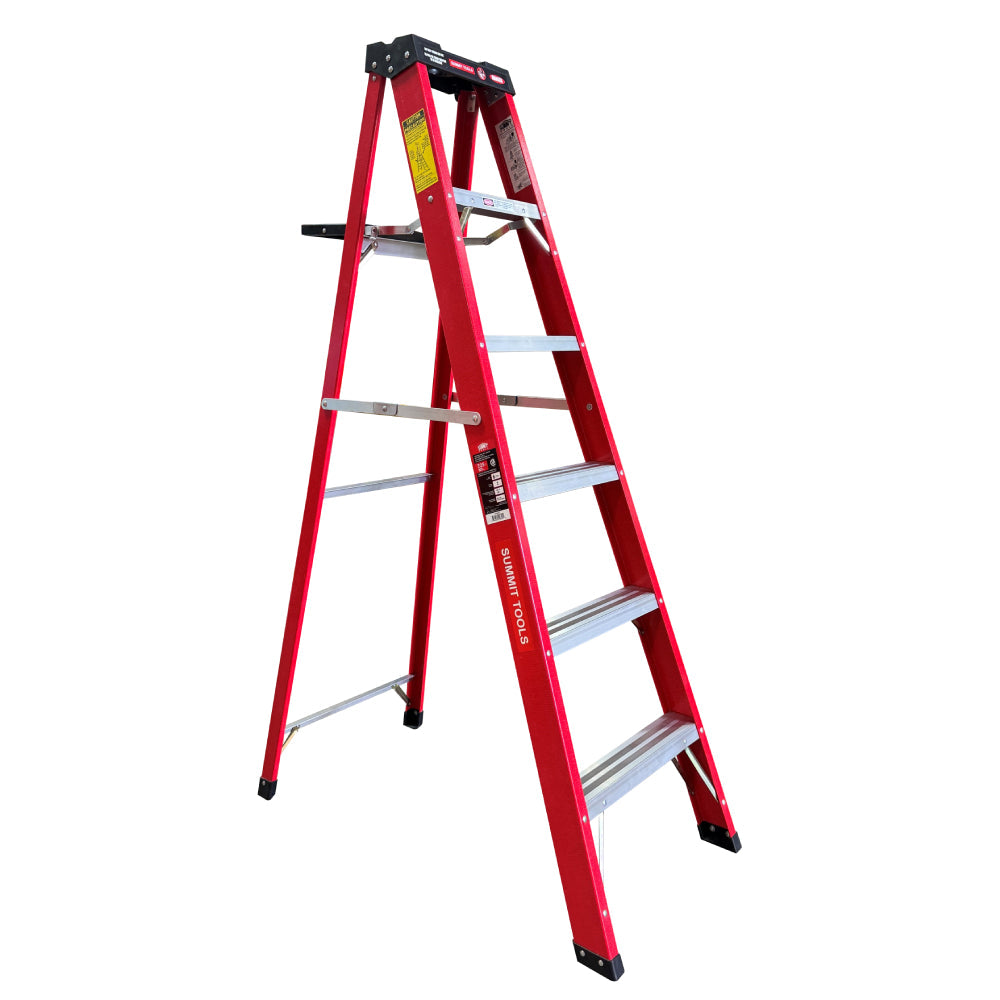 Summit 6' Fibreglass Step Ladder with Pail Shelf Tray