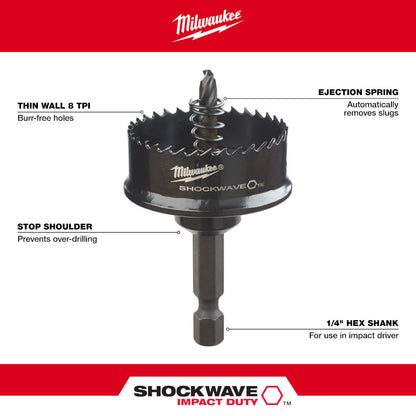 Milwaukee 49-22-4800 3pc SHOCKWAVE Impact Duty Thin Wall Hole Saw Set