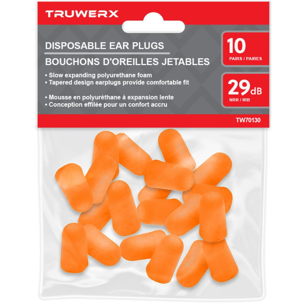Truwerx 70130 Disposable Foam Ear Plugs - 10 Pair Pack