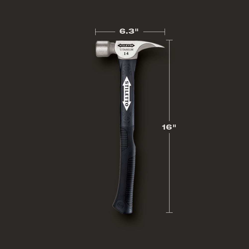 Stiletto TI14MC-F 14oz Titanium Milled Face Framing Hammer with 16 inch Curved Fibreglass Handle